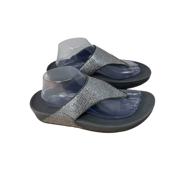 Fitflop Shoes - FitFlop Lulu Superglitz Silver Flip Flop Thong Sandals Summer Vacation Womens 10